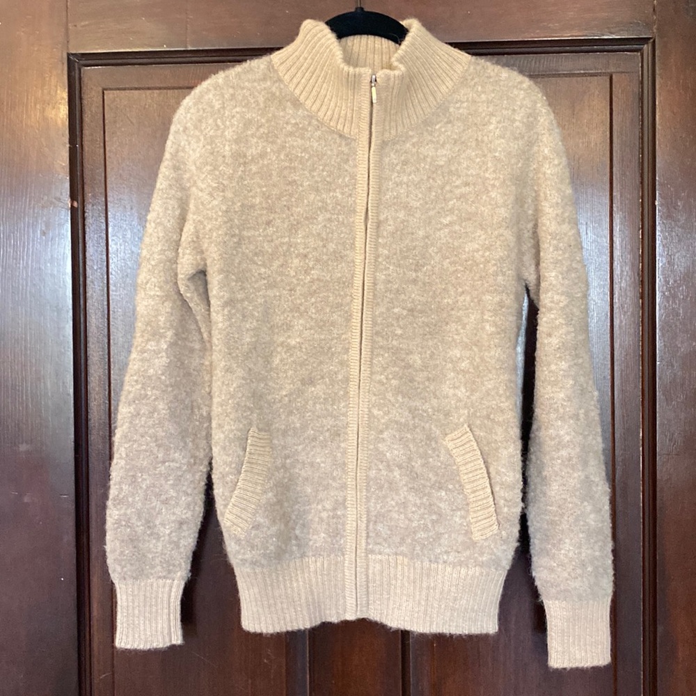 Soft alpaca zip-up sweater